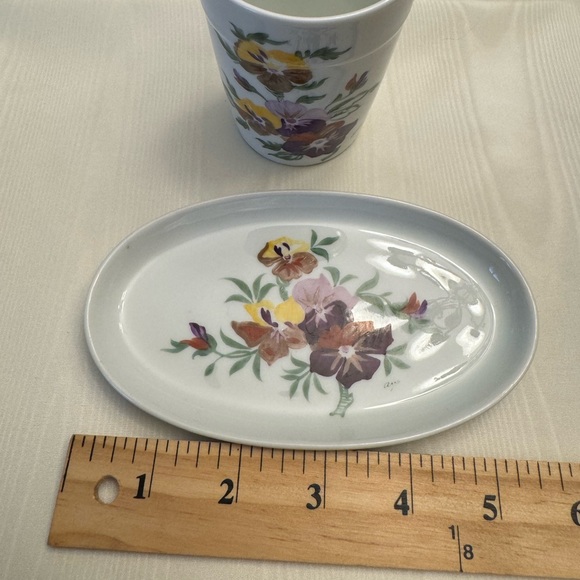 Vintage Limoges France Expressly Made For Neiman Marcus Toothbrush Holder Set - Picture 11 of 15